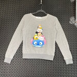 Disney Store Women's XS Gray Tsum Tsum Oversize Scoop Neck Sweater Minnie Stitch